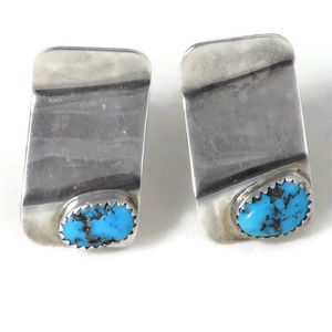 Navajo W.J. Johnson Turquoise & Sterling Earrings